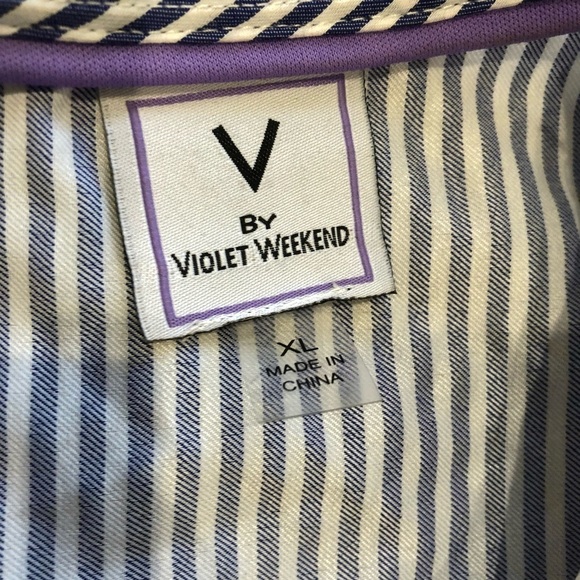 V BY VIOLET WEEKEND Striped Embroidered Dress XL - Picture 4 of 6